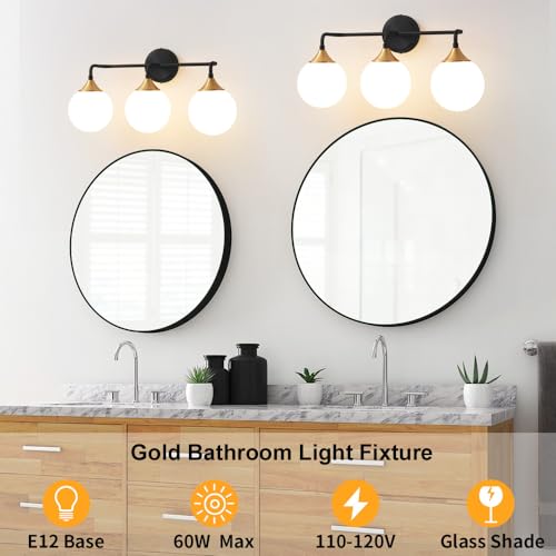 Black Gold Bathroom Light Fixtures Over Mirror Vanity 3