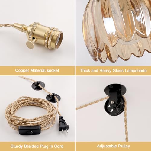 Plug in Pendant Light Hanging Light Fixture Corded On