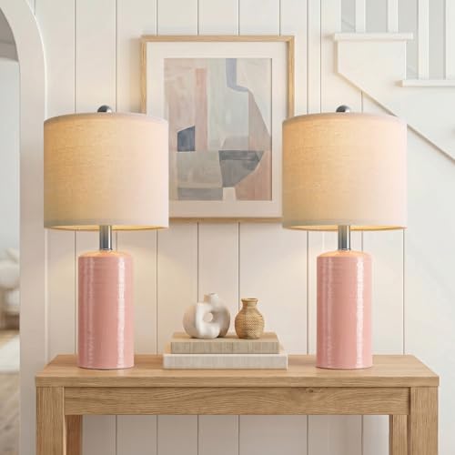 Small Table Lamps Set of 2 for Living Room 20.25" Pink Lamps Bedside Lamps (2 Count)
