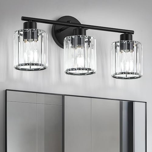 Modern Black Crystal Bathroom Light Fixtures