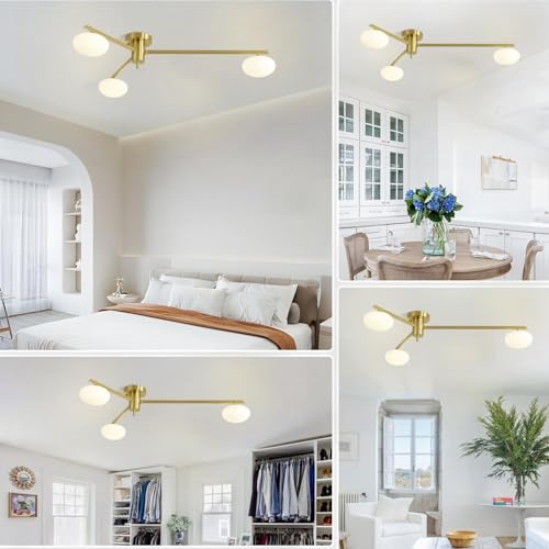3 Light Gold Sputnik Ceiling Light Fixture