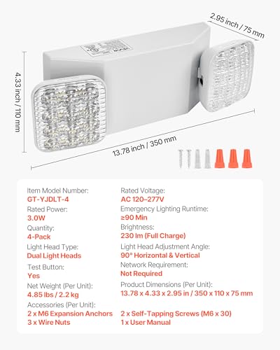 4 Pack Emergency Lights for Business