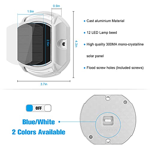 Solar Driveway Dock Deck LED Outdoor Lights 2 Colors Modes 16 Pack (16 Count)