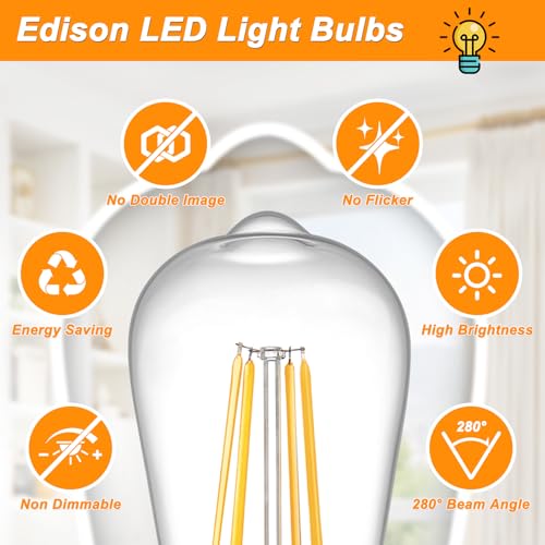 12 Pack Vintage LED Edison Light Bulb 60W Equivalent (12 Count)