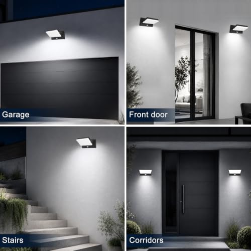 60W Motion Sensor Outdoor Wall Lights 360° Rotatable LED Panel 5000K