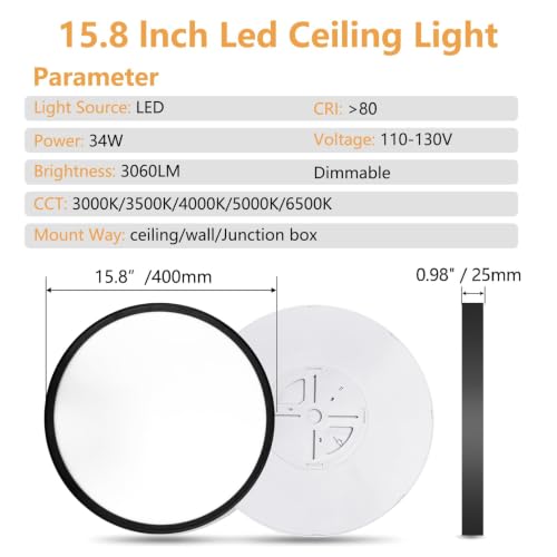 4PK Dimmable 15.8 Inch Led Ceiling Light Flush Mount (4 Count)