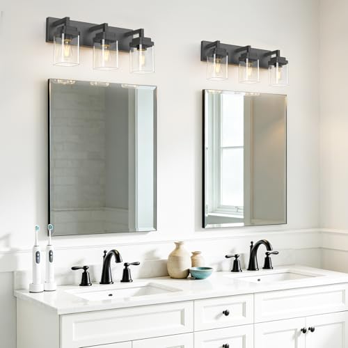 Matte Black Bathroom Light Fixtures (Black / 3-Light)