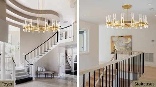 Modern 48" Gold Wagon Wheel Chandelier