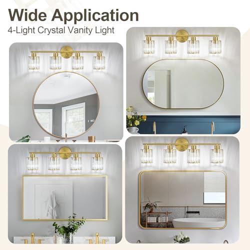 Modern Gold Crystal Bathroom Light Fixtures