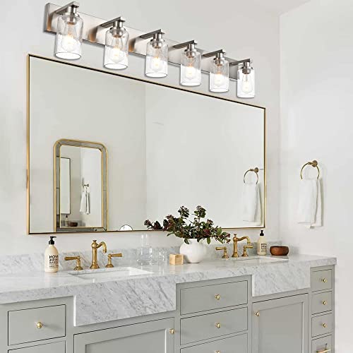 Bathroom Light Fixtures with Seeded Glass Shades