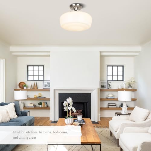Large Schoolhouse Style Semi Flush Mount Ceiling Light Fixture
