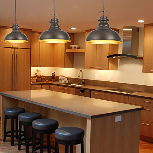 3 Packs Farmhouse Pendant Lights Kitchen Island Adjustable Pendant Light Fixtures Rustic Industrial Hanging Lamp (3 Count)