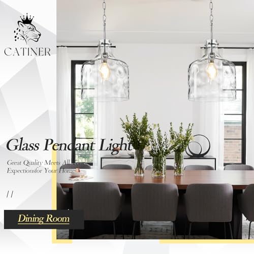 16" Farmhouse Hammered Glass Pendant Light