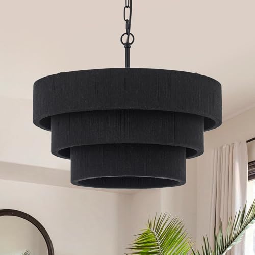 20” Boho Hand Woven Rattan Chandelier Modern 3 Round Adjustable Coastal Pendant Light for Kitchen Island Dining Living Room
