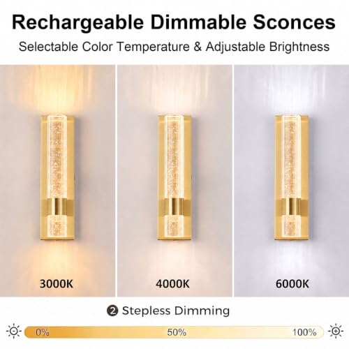 Gold Battery Operated Wall Sconce Set of 2 (2 Count)