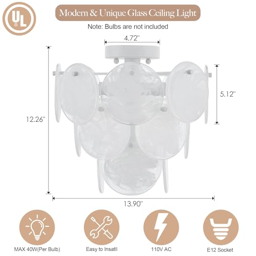 Modern Glass Flush Mount Light Fixture