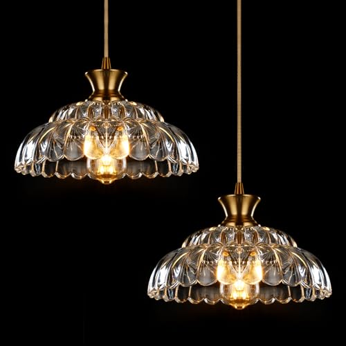2Pack Glass Pendant Lights Kitchen Island (2 Count)
