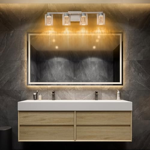 4 Light Brushed Nickel Vanity Light with 3 Color Modes