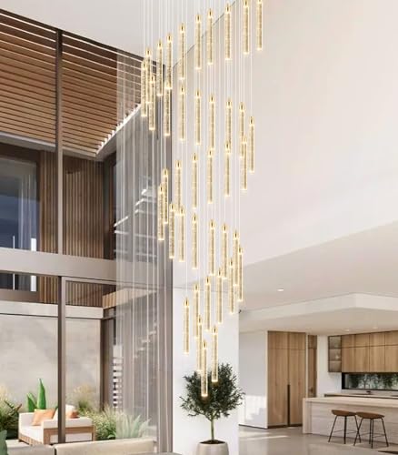 236'' Modern Crystal Chandeliers Long High Ceiling Chandelier for Staircase Dimmable LED Spiral Chandelier Hanging Ceiling Light Fixture for Entryway Foyer Hallway