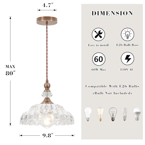 9.8" Small Vintage Pendant Lights for Kitchen Island
