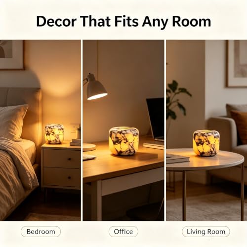 Natural Marble Lamp Cordless Touch Control Night Light 3