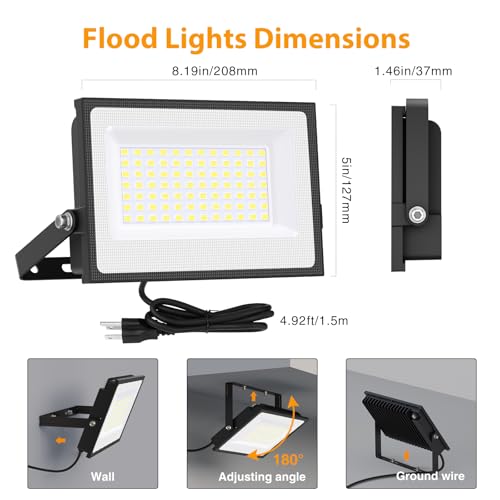 80W Flood Lights Outdoor (4 Count)