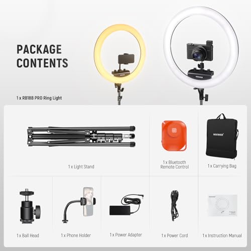 Professional 18 Inch Ring Light with Tripod Stand Phone Holder Compatible with iPhone