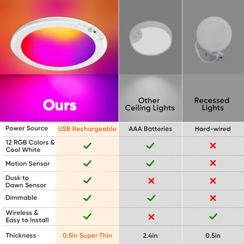 Rechargeable Motion Sensor Ceiling Light