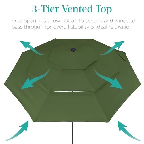 10ft 3 Tier Solar Patio Umbrella