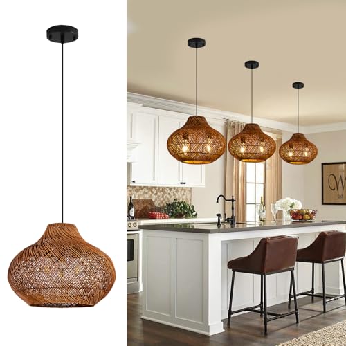 15" Rattan Pendant Light