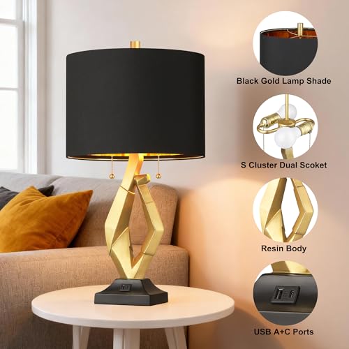 Modern Black and Gold Lamp Set of 2 (2 Count)
