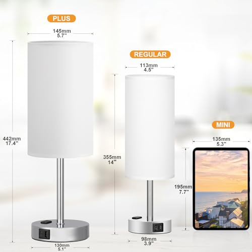 17.4" White Lamp for Bedroom
