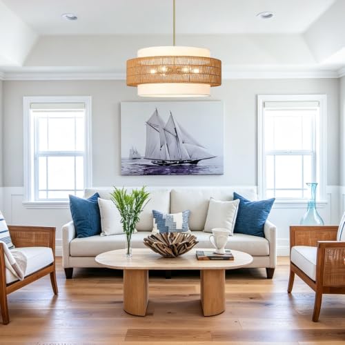 25.6" Rattan Chandelier for Dining Room
