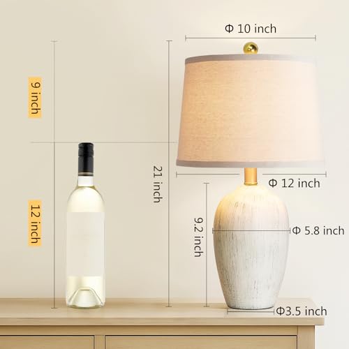 21'' Set of 2 Rustic Ceramic Small Table Lamps for Bedroom (2 Count)