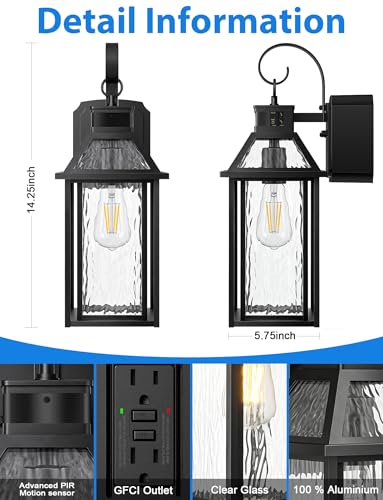 Porch Lights Outdoor with GFCI Outlet
