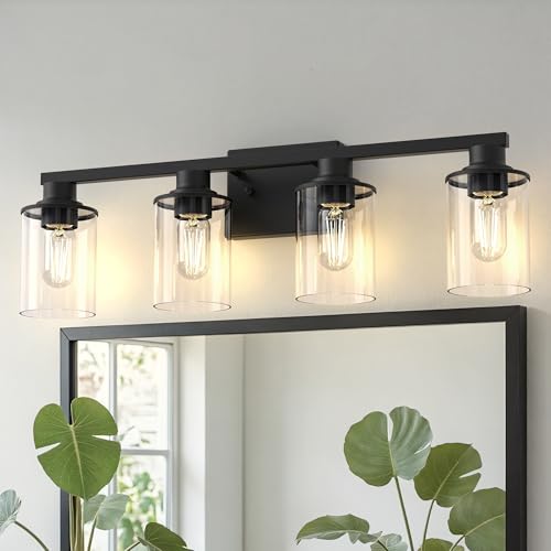 4 Light Black Bathroom Light Fixture Over Mirror ETL Listed