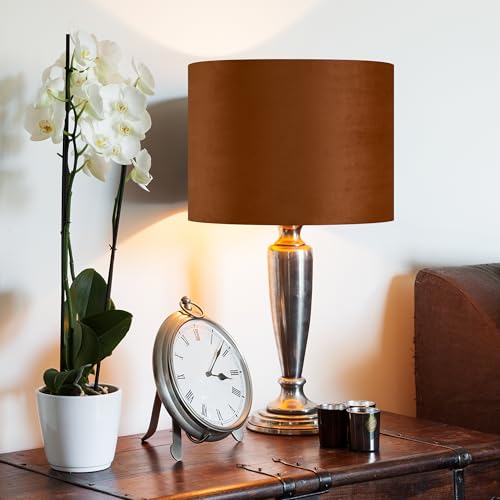 Burnt Orange Velvet Drum Lamp Shades