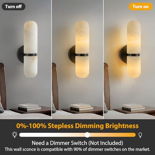 Natural Alabaster Brass Wall Sconce