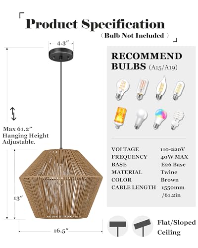 17” Woven Pendant Light
