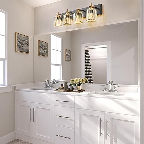 Black Gold Crystal Bathroom Vanity Light