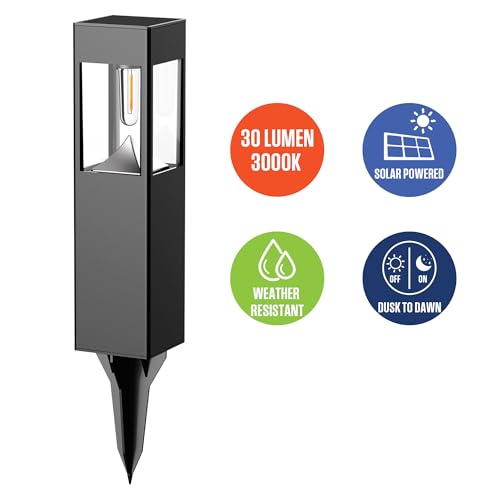 6 Pack Black Solar LED Outdoor Path Lights 30 Lumens (6 Count)