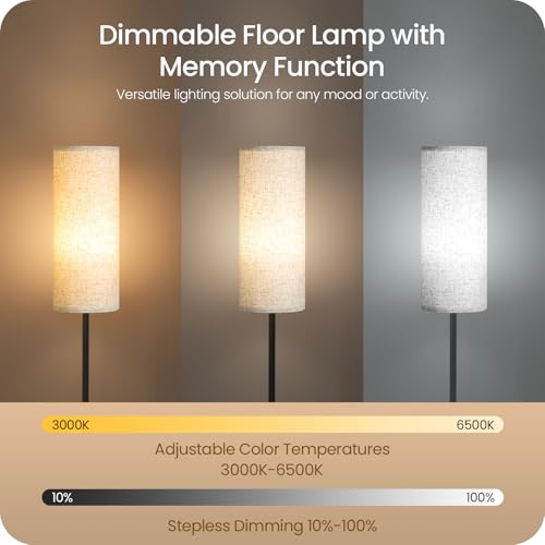 64.4” Slim Floor Lamp for Living Room with Magnetic Remote and Foot Switch
