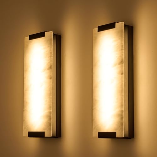 14.2in Alabaster Wall Sconces (2 Count)