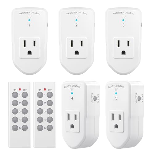 Wireless Remote Control Outlet Electrical Switch for Lights (5 Count)