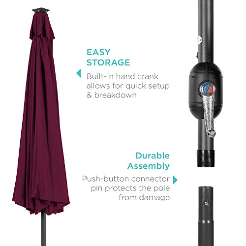 10ft Solar Polyester LED Lighted Patio Umbrella w (10 Feet)