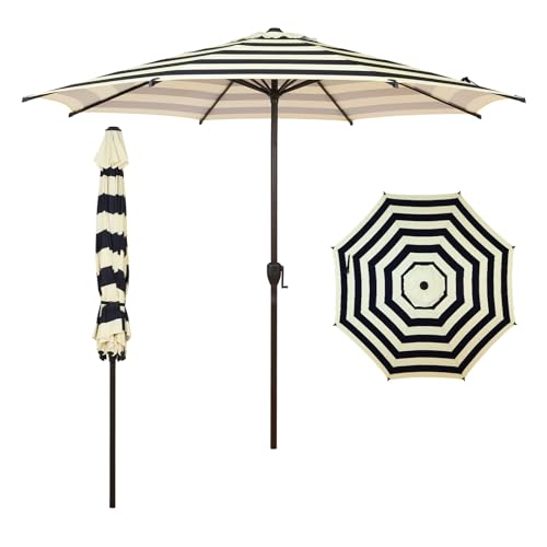 9FT Lyon Outdoor Patio Umbrella Outdoor Table Umbrella with Push Button Tilt and Crank Market Umbrella 8 Sturdy Ribs UV Protection Waterproof for Garden Deck Backyard Pool