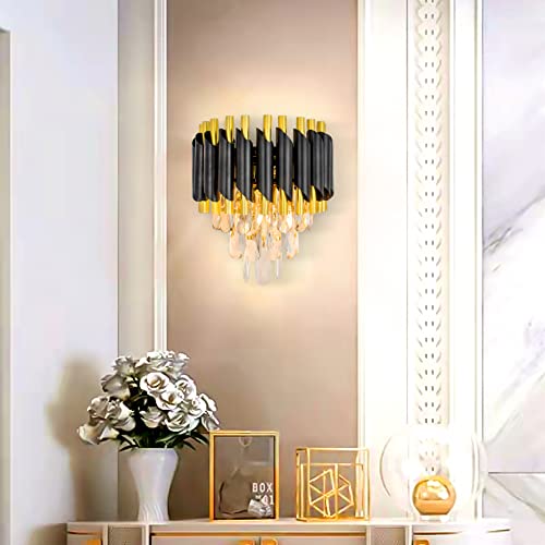 Black and Gold Crystal Wall Sconce