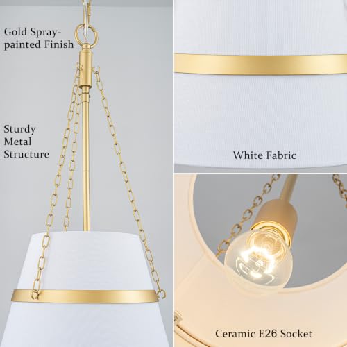 11.4" Gold Drum Pendant Light for Kitchen Island