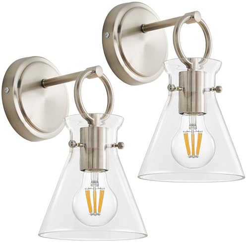 Wall Sconces 2 Pack Vanity Light Fixture for Bathroom Nickel