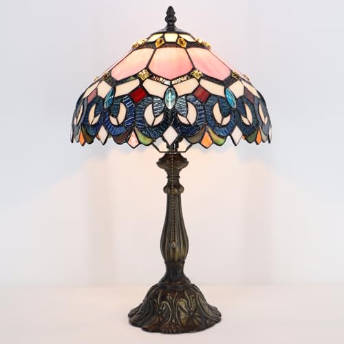 Tiffany Table Lamp Stained Glass Bedside Reading Light W12H19 inch